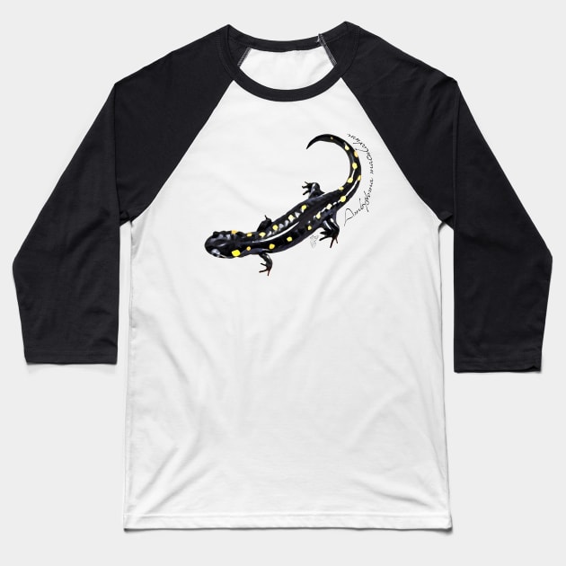 Spotted salamander art with scientific name Baseball T-Shirt by austinmg